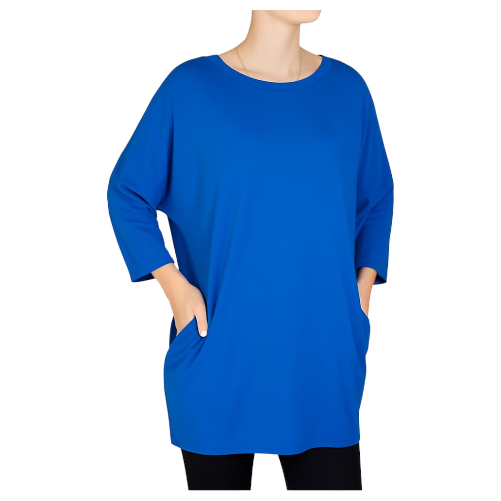 Womens oversized plain royal blue top – ladies ex store casual long sleeve shirt